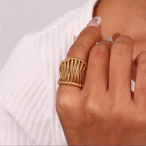 #34 Woven Gold Adjustable Ring - Picture 2 of 9